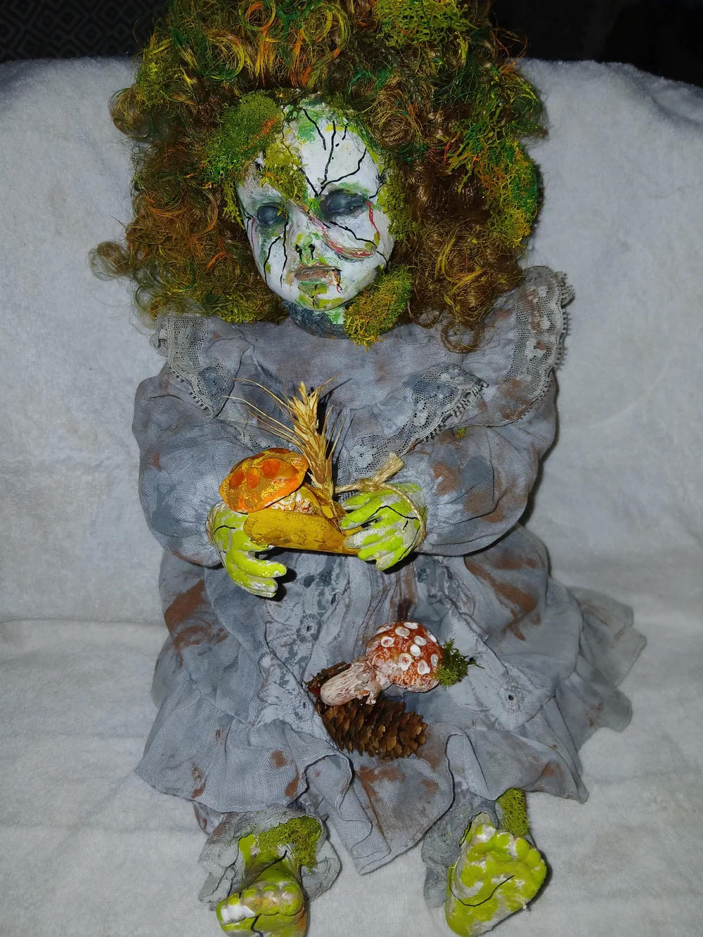 Haunted Doll Halloween Prop Handmade Painted Glows Under UV